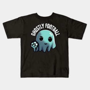 A cute ghost playing Football: The Ghost's Game of Football, Halloween Kids T-Shirt